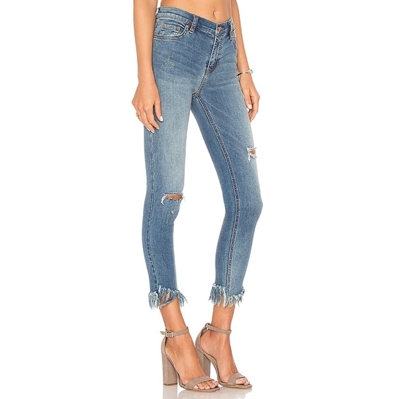 Free People Great Heights cropped jeans fray hems - Picture 2 of 8